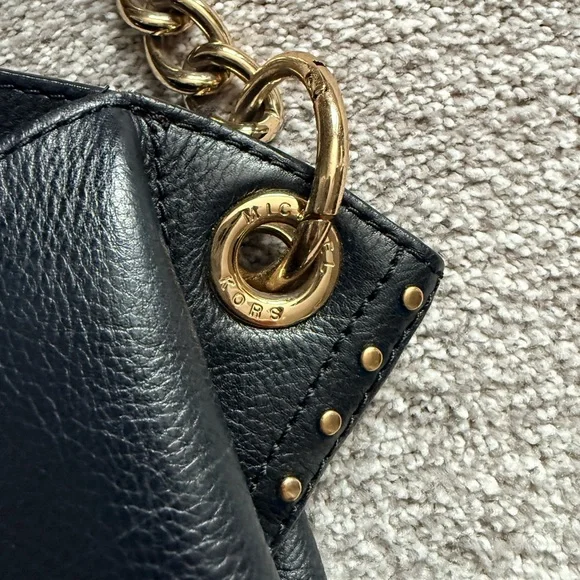Michael Kors Black Shoulder Bag with Gold Accents - Picture 6 of 16